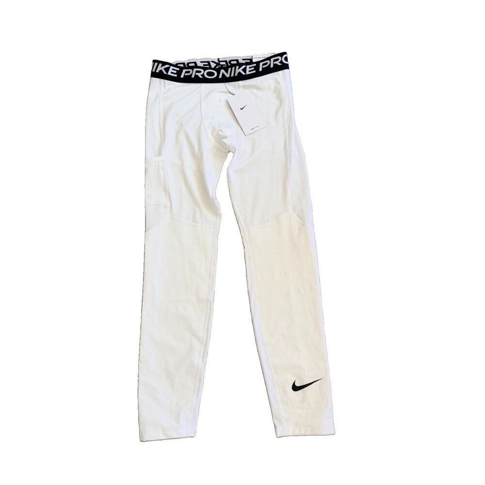 Nike Pro Boys L Training Pants White Compression Tights Big Kids DM8530-100 NWT